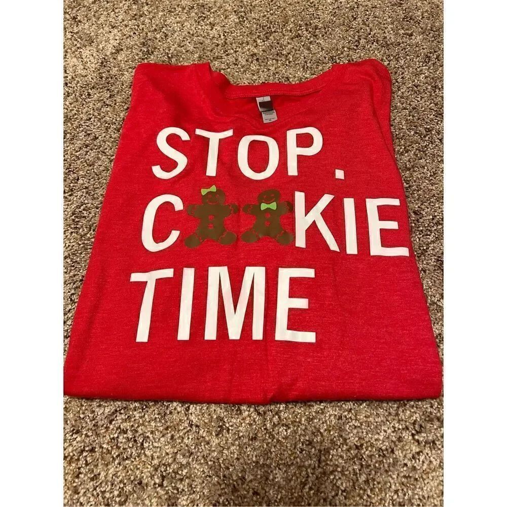 Bella Canvas Christmas Stop Cookie Time Red Tee T-shirt T
